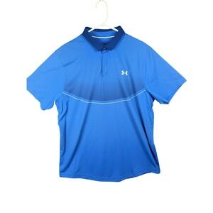 Under Armour Polo Shirt Mens XL Ocean Blue Iso Chill Heatgear‎ Performance Golf
